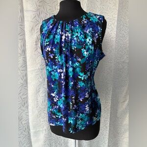 Calvin Klein Blue and Black Floral Blouse